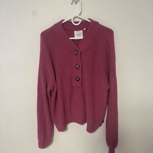 Anthropologie Lune Active Deep Pink Balloon-Sleeved Sweater